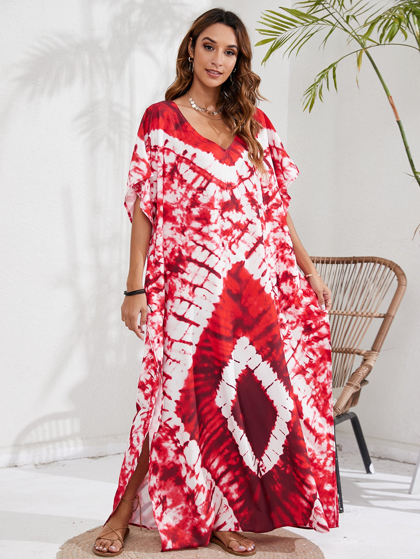 Kaftan coloré ample, décontracté