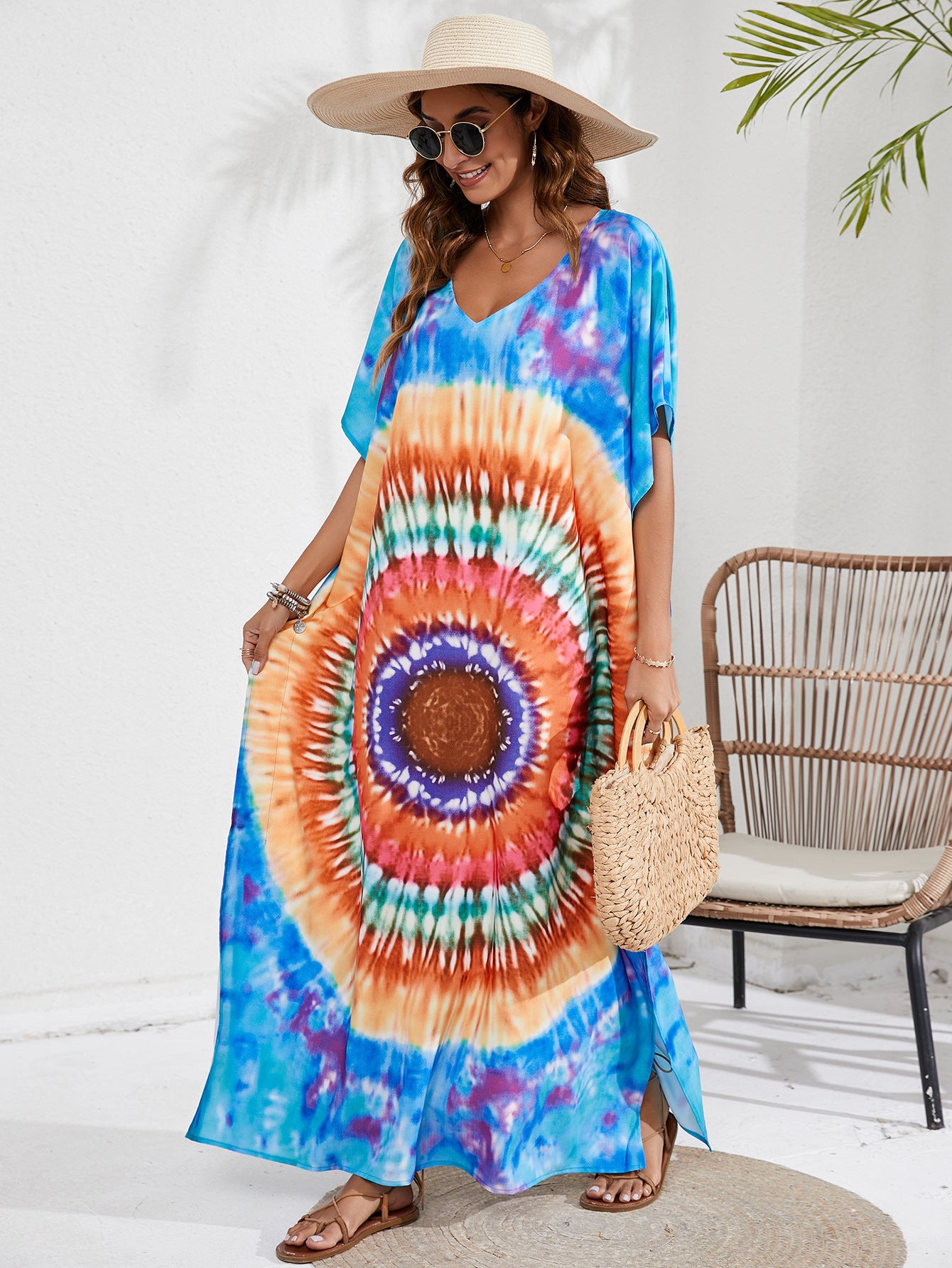Kaftan coloré ample, décontracté