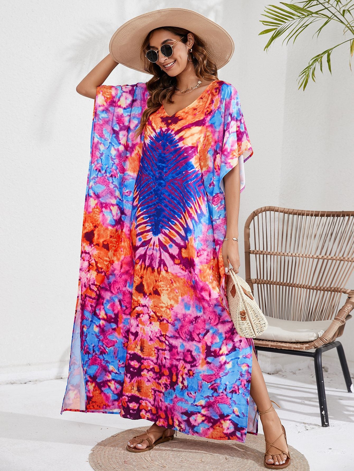 Kaftan coloré ample, décontracté