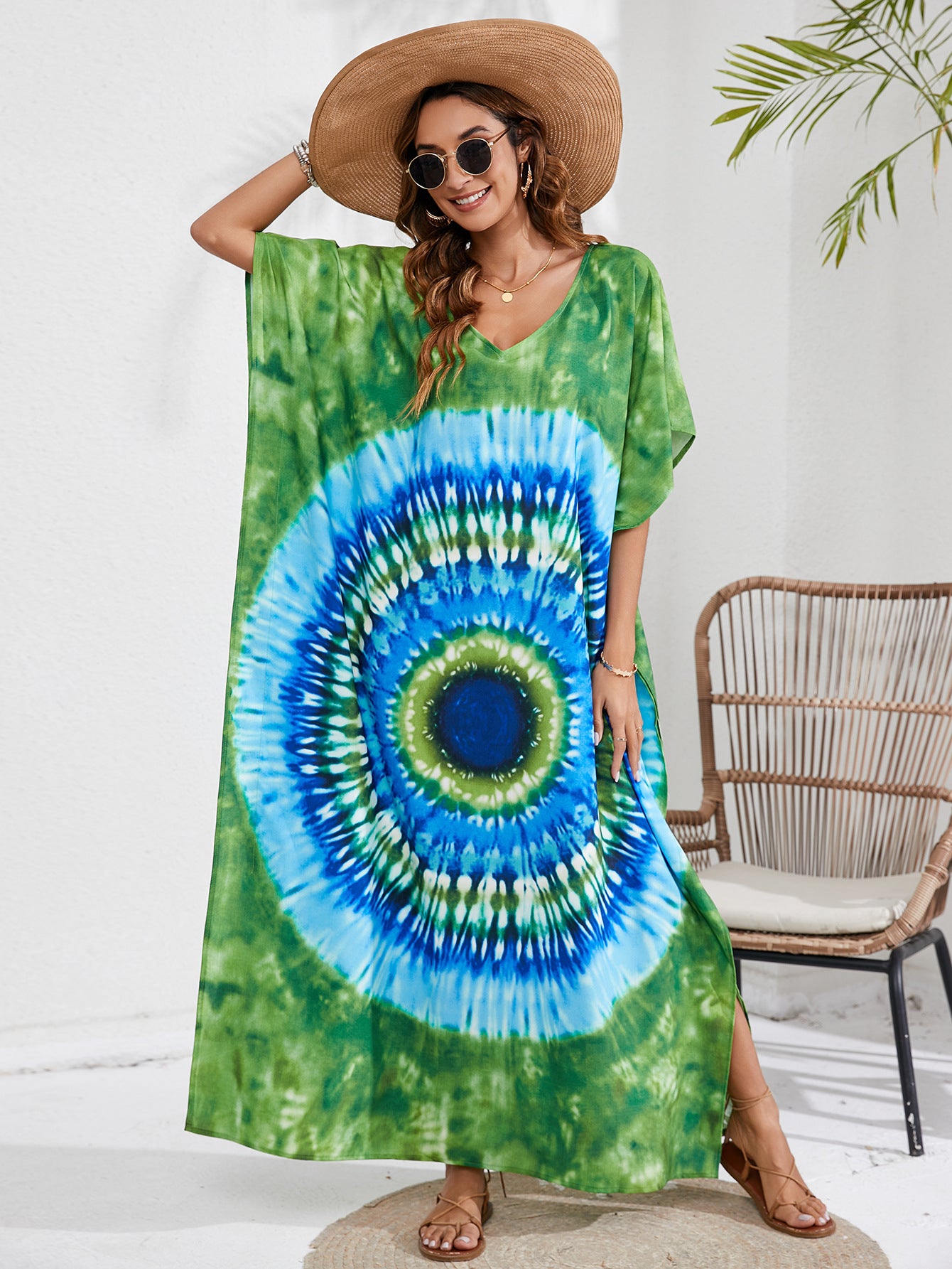 Kaftan coloré ample, décontracté