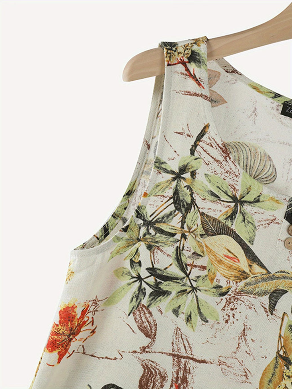 Robe décontractée sans manches, avec pochettes, boutonnage, taille midi