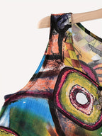 Robe décontractée sans manches, avec pochettes, boutonnage, taille midi