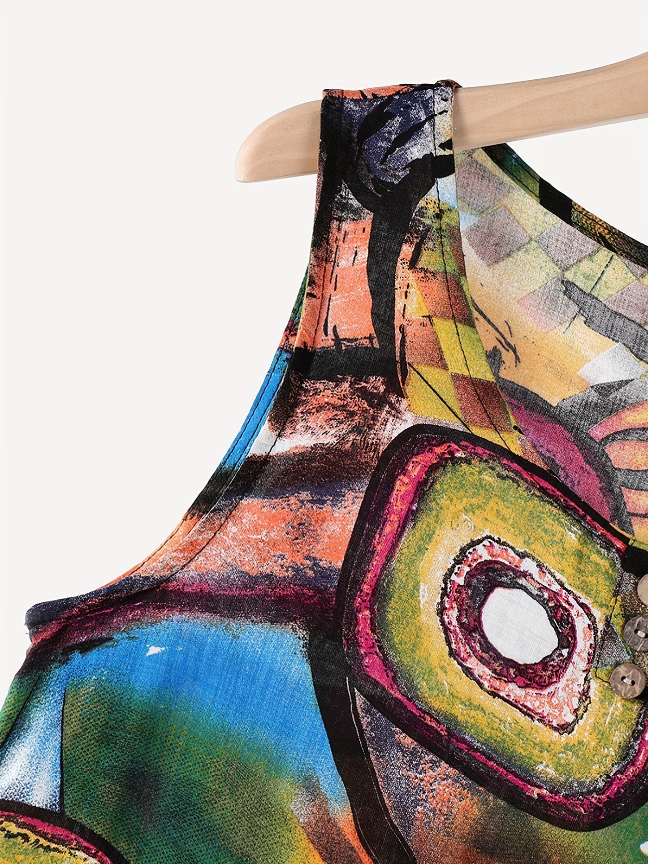 Robe décontractée sans manches, avec pochettes, boutonnage, taille midi