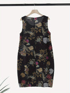 Robe décontractée sans manches, avec pochettes, boutonnage, taille midi