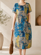 Robe ample, élégante et confortable à col rond avec poches