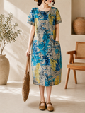 Robe ample, élégante et confortable à col rond avec poches