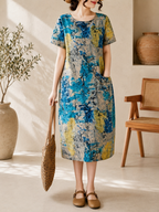 Robe ample, élégante et confortable à col rond avec poches