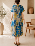 Robe ample, élégante et confortable à col rond avec poches