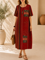 Robe ample, élégante et confortable à col rond avec poches