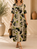Robe ample, élégante et confortable à col rond avec poches