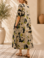 Robe ample, élégante et confortable à col rond avec poches