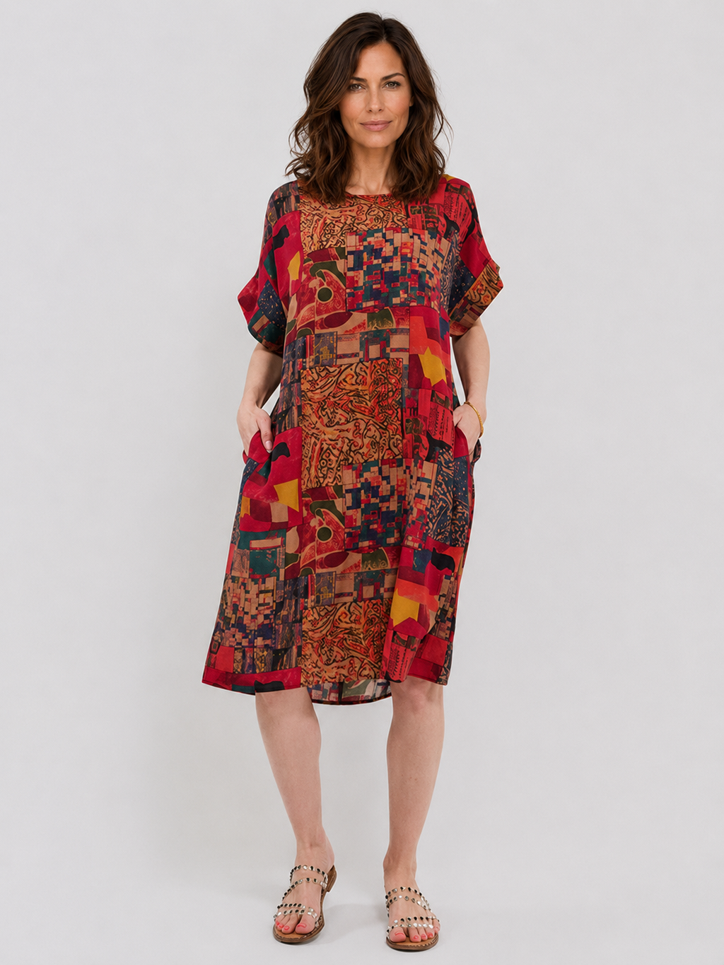 Robe Courte Décontractée à Poches