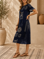 Robe ample, élégante et confortable à col rond avec poches