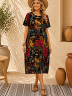 Robe ample, élégante et confortable à col rond avec poches