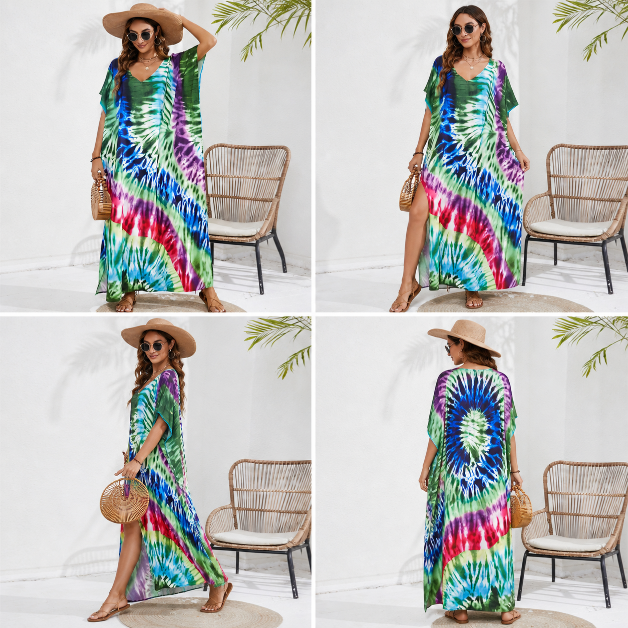 Kaftan coloré ample, décontracté
