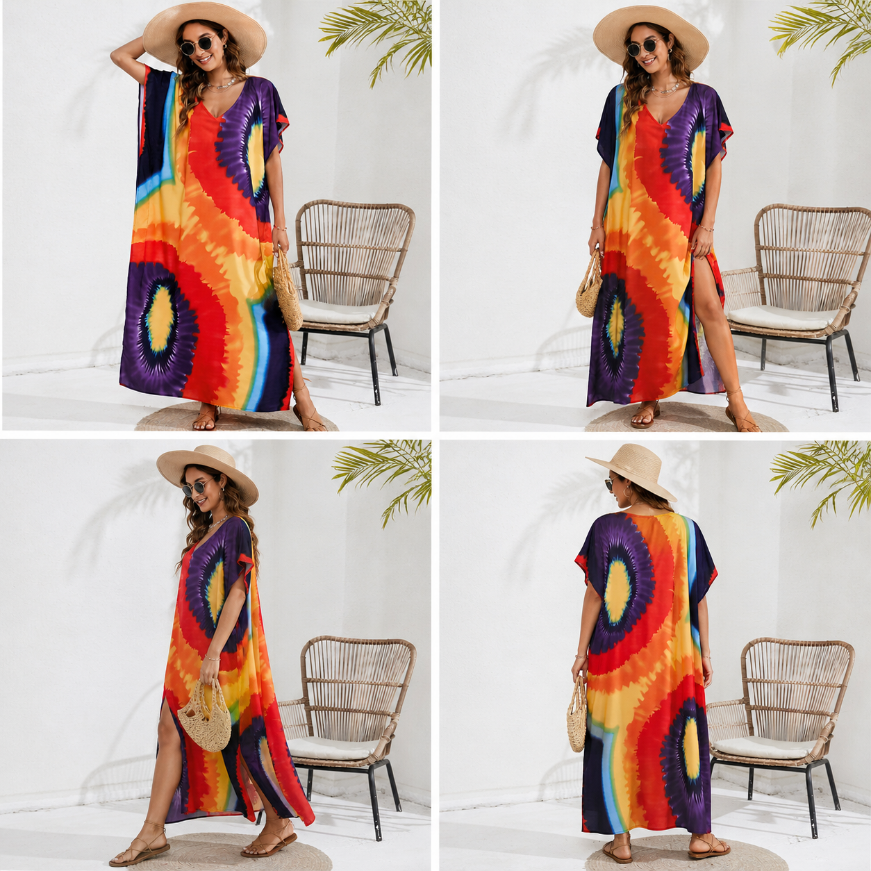 Kaftan coloré ample, décontracté