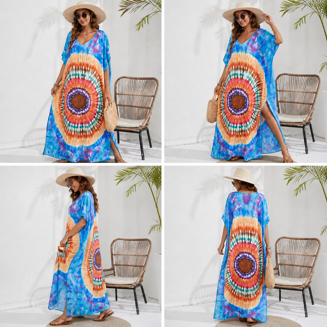 Kaftan coloré ample, décontracté
