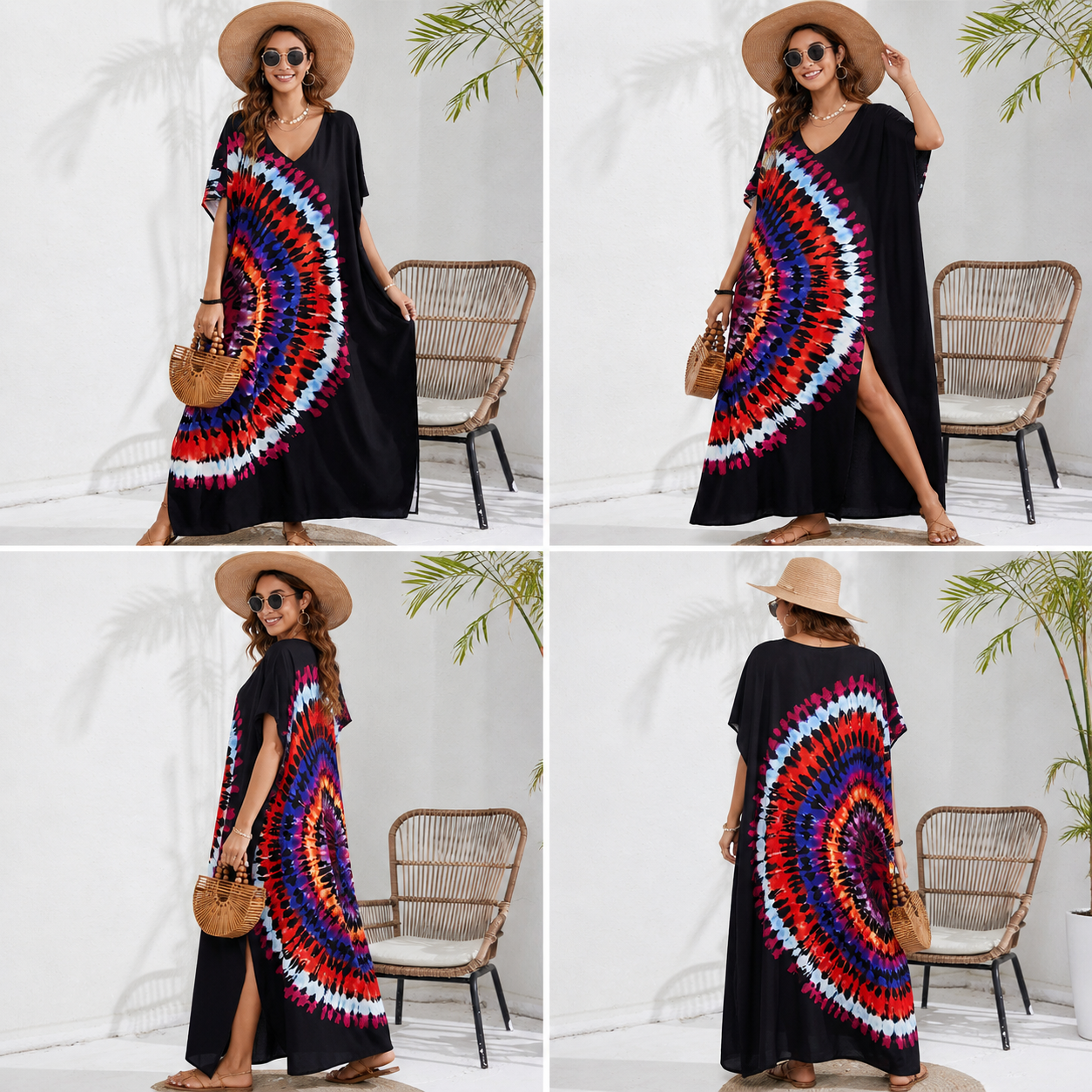 Kaftan coloré ample, décontracté