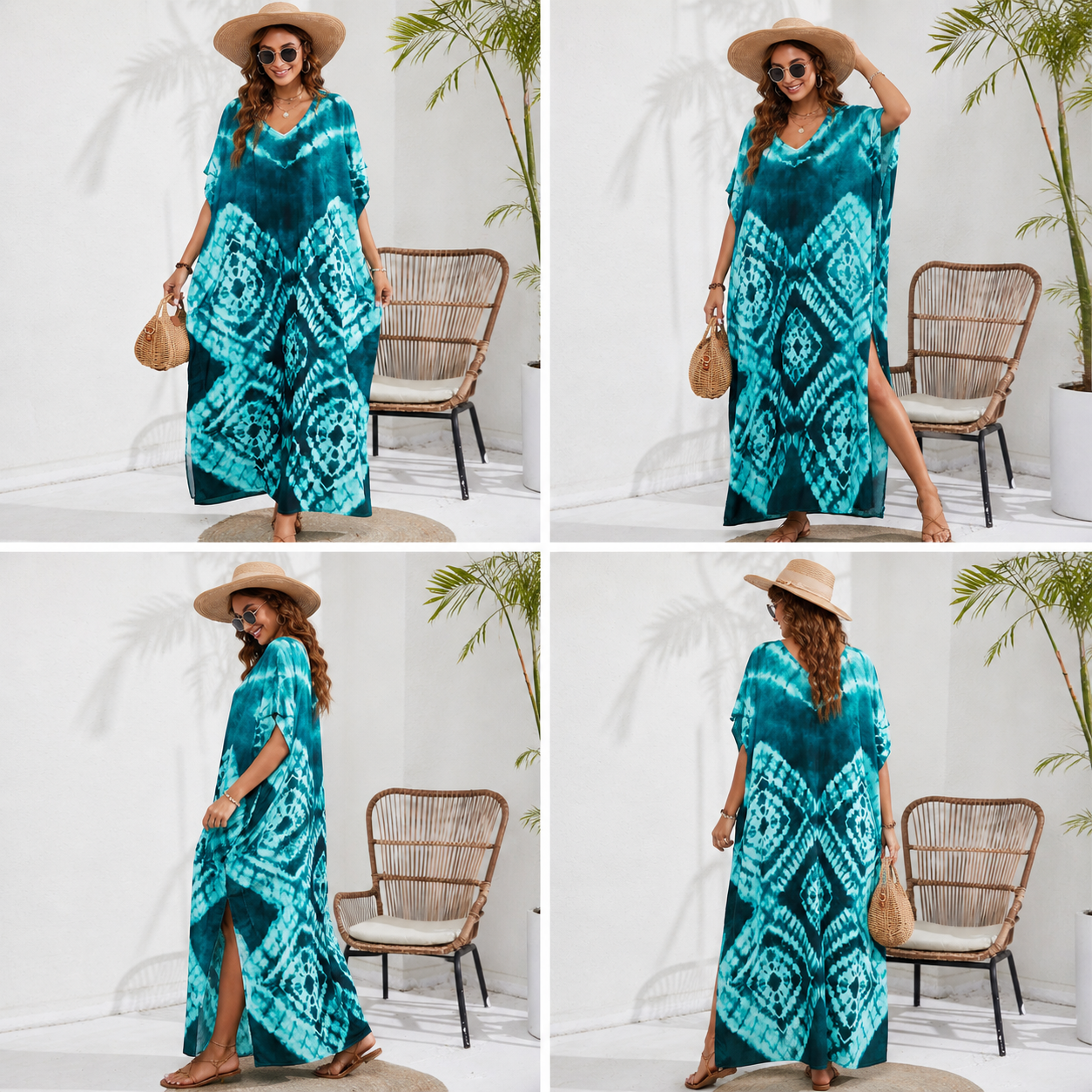 Kaftan coloré ample, décontracté